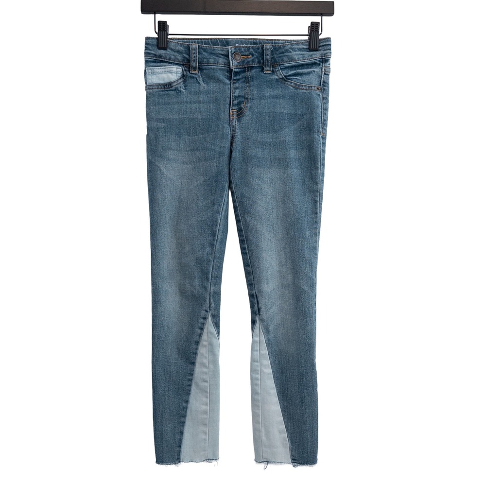 Cat & Jack Jeggings Girls 10 Blue Two Tone Raw Hem Super Stretch Boho Hippie